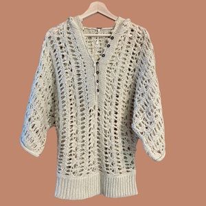 Free People Boho Crochet Hoodie Pullover - XS